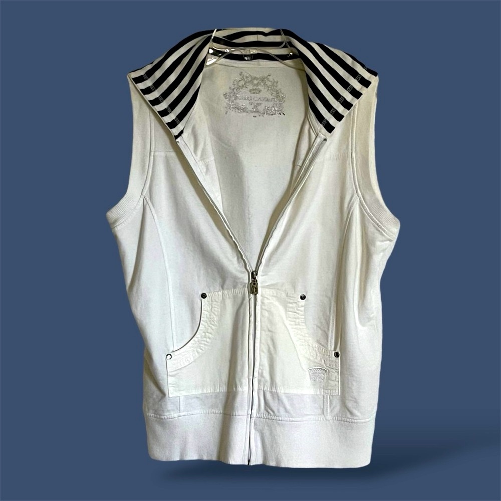 Oleg Cassini Hooded Sleeveless OCS Vacket ~Jacket-Vest 100% Cotton Like New NWOT